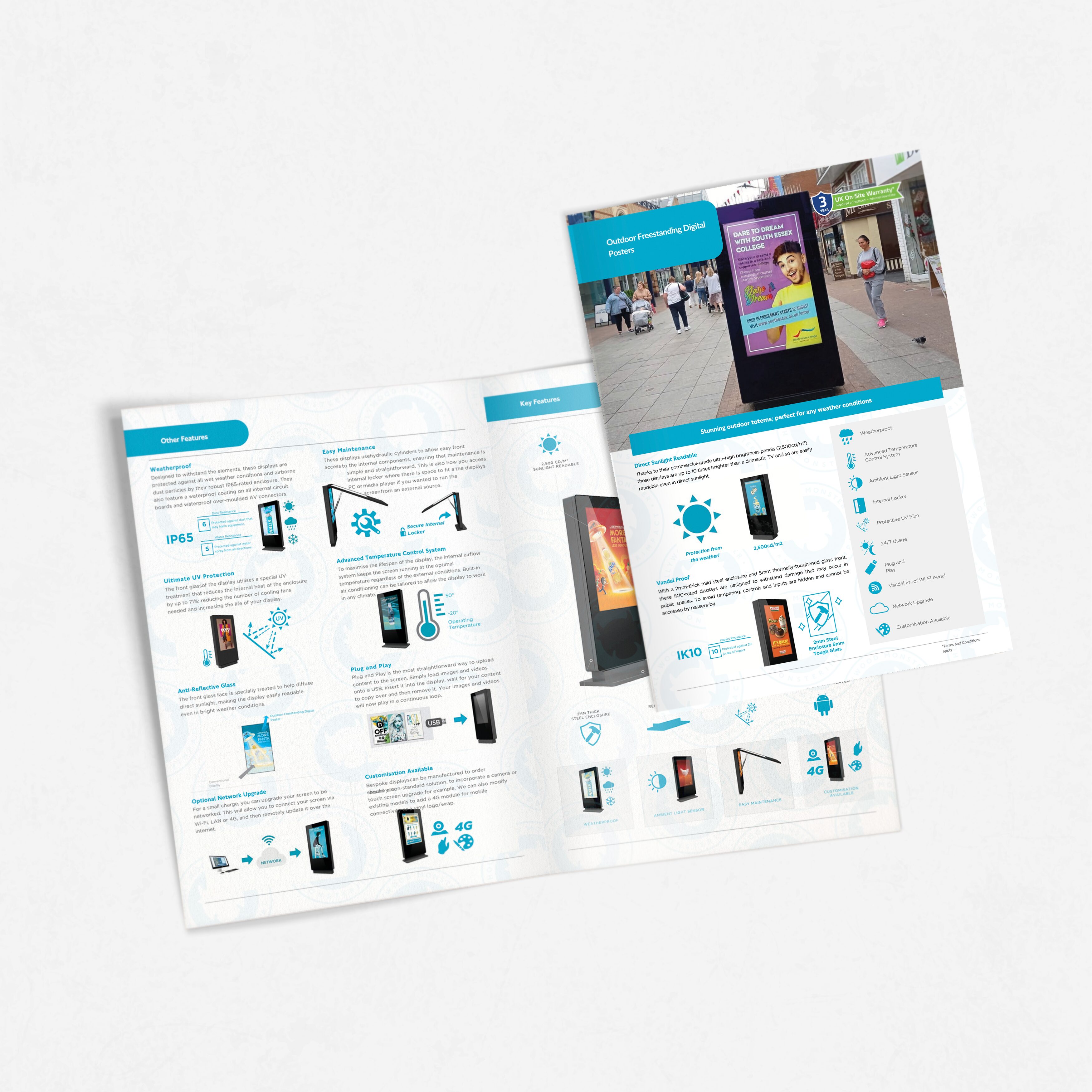 Outdoor freestanding digital posters brochure front pages