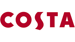 The Costa Coffee logo, with the word "COSTA" in a red, sans-serif font and a stylised, wavy 'S'.