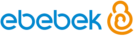 Ebebek logo, featuring a blue wordmark and an orange icon of a mother and baby.