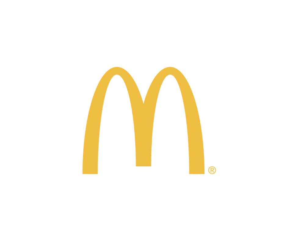 Yellow 'M' logo on white background, the Mcdonalds logo