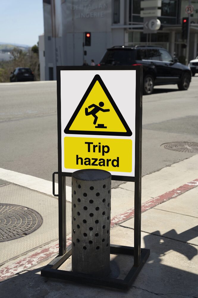 yellow health and safety sign